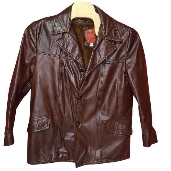 Vintage Men's Genuine Leather Jacket With Fur Lining Size 46 1970s - Picture 1 of 5